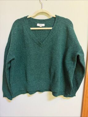 Lucky Brand Deep Green V-Neck Women's Pullover Sweater